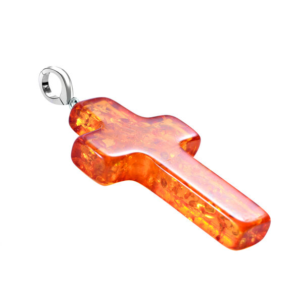 AAA Natürlicher, baltischer Bernstein Kreuz-Kette, 925 Silber ca. 140,00 ct image number 3