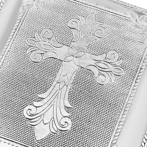 2er-Set &ndash; Oxidierte 20x13,5x7cm Aluminium-Schmuckbox und 16x9,5x3,8cm Perlen-Box, Kreuzpr&auml;gung, Silber und Wei&szlig; image number 4