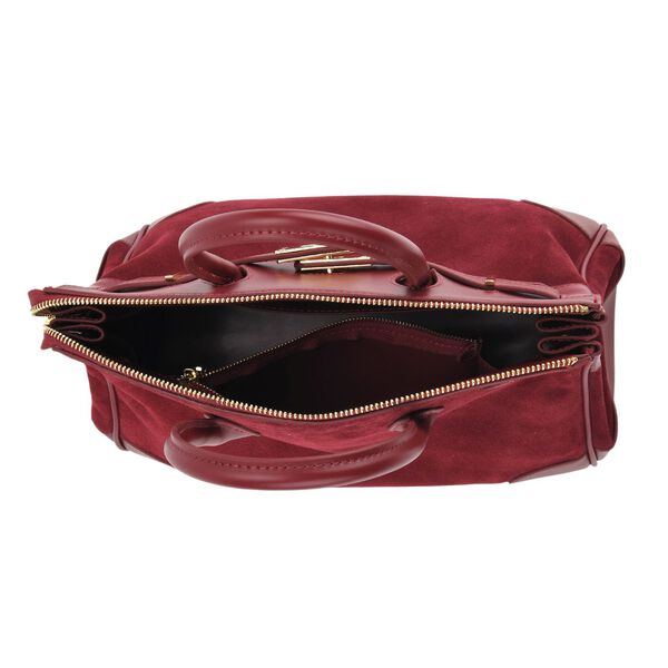 Grand Pelle Echtleder Citybag mit Rei&szlig;verschluss und Schlossoptik 30 x 16 x 23 cm Burgunder image number 6