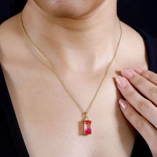 Sunset Quarz Triplett und Zirkon Anhänger - 4,37 ct. image number 3