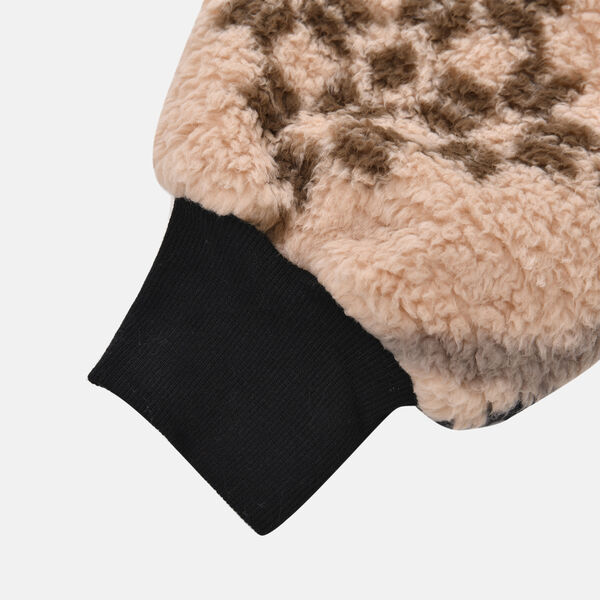 Wolkenweicher Sherpa-Hoodie mit Pferdemuster, Beige-Schwarz, Einheitsgröße image number 5