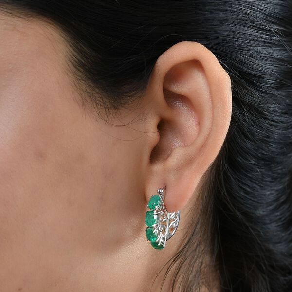Smaragd-Quarz Triplette Ohrringe Messing ca. 4.98 ct image number 3