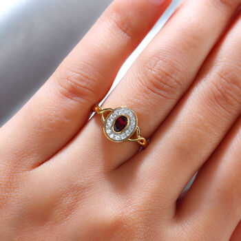 Anthill Granat und Zirkon-Ring, 925 Silber vergoldet  ca. 0,57 ct