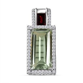Prasiolith, Rhodolith Granat und Zirkon-Anhänger - 13,40 ct.