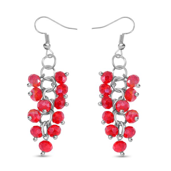 2er Set - Rot Kristall, Weißer Kristall Halskette und Ohrringe 0.05 ct image number 5