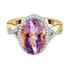 Rose de France Amethyst und weißer Zirkon Ring, 925 Silber vergoldet (Größe 20.00) ca. 5.51 ct