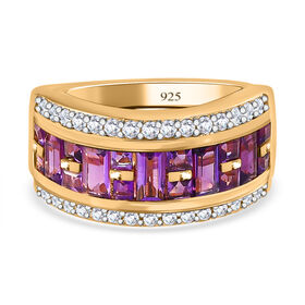 Afrikanischer Amethyst Ring, 925 Silber vergoldet (Größe 21.00) ca. 2.30 ct