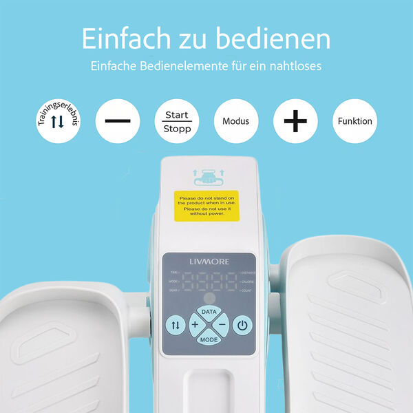 LIVMORE Original kompakter Elektro Stepper, Anti-Rutsch-Pedale, Anzeige und Fernbedienung, 47&times;42&times;23,5 cm, Wei&szlig; image number 6