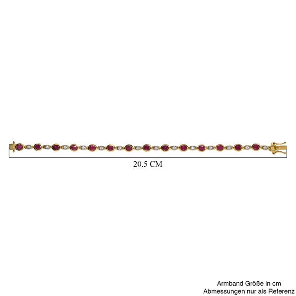 Afrikanischer Rubin (Fissure gef&uuml;llt), Wei&szlig;er Zirkon Armband ca. 19 cm 925 Silber vergoldet ca. 8.16 ct image number 5