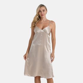 LA MAREY Nachthemd 100% Maulbeerseide, Champagner, M