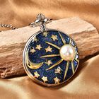 Strada - Taschenuhr im Sonne und Mond Design, japanisches Uhrwerk, silberfarben image number 1