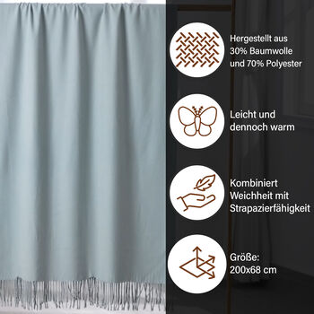 Luxuri&ouml;ser Winterschal mit Fransen, Hellgrau/Dunkelgrau