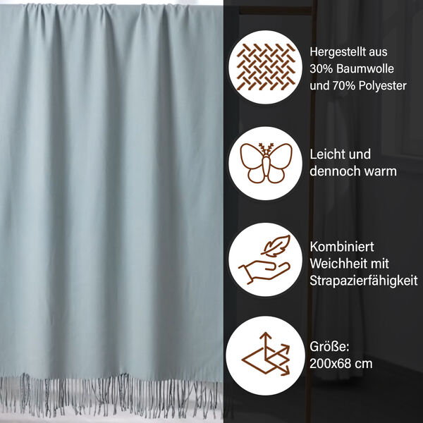 Luxuri&ouml;ser Winterschal mit Fransen, Hellgrau/Dunkelgrau image number 3