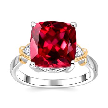 Labor Padparadscha-Saphir und Zirkon Ring - 5,82 ct.