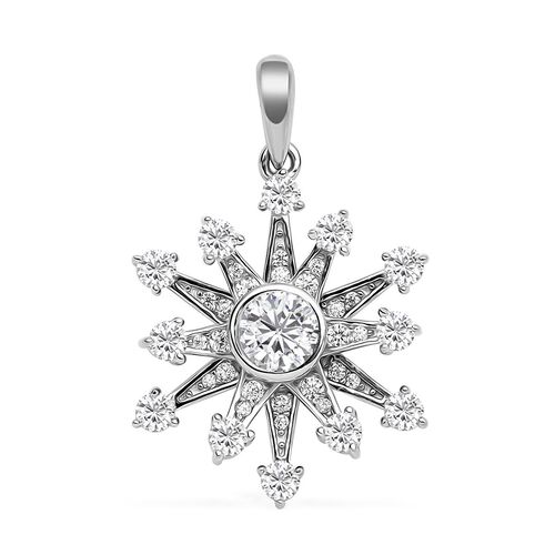 Weißer Zirkonia Schneeflocken-Anhänger, 925 Silber rhodiniert ca. 1,52 ct image number 0