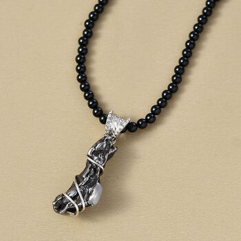 D'Joy Meteorit, Schwarzer Spinell Schmuckset ca. 45 cm 925 Silber rhodiniert ca. 80,40 ct.