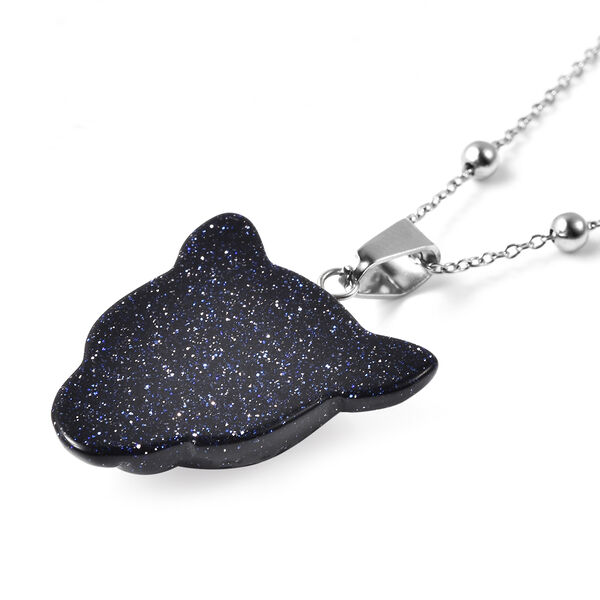 Blaue Sandstein-Halskette, 61 cm, Edelstahl ca. 16,90 ct image number 4