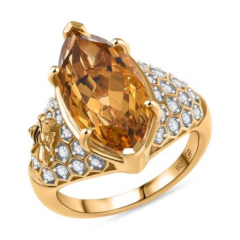 GP Trionfo Kollektion - Citrin, Kanchanaburi Blauer Saphir Ring 925 Silber 750 Gelbgold Vermeil (Gr&ouml;&szlig;e 20.00) ca. 6.80 ct