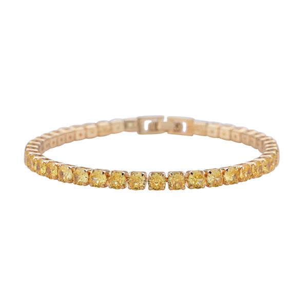 2er Gelbe Zirkonia-Ohrstecker mit Armband, reines Messing ca. 21.00 ct image number 3