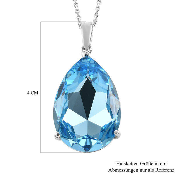 LUSTRO STELLA Österreichischer Aquamarin Kristall Anhänger mit Kette ca. 45 cm 925 Silber platiniert image number 7