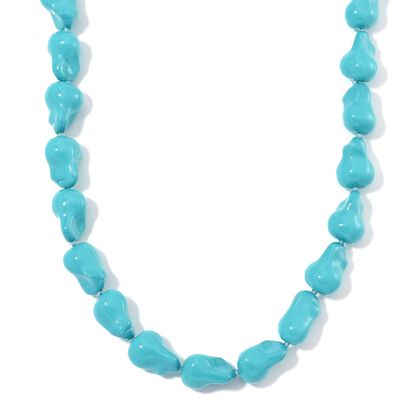 Sleeping Beauty-farbene Muschelkernperle Halskette,ca. 50 cm, Reiner Edelstahl