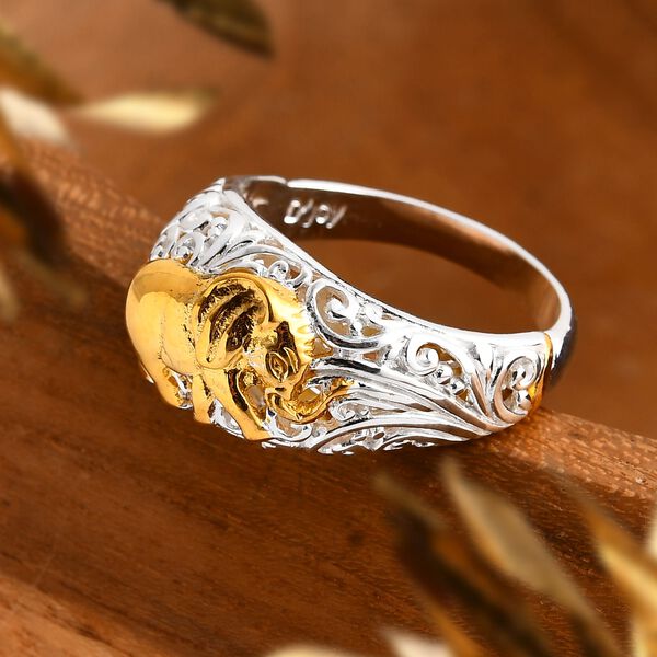 D'Joy Royal Bali &ndash; Zweifarbiger Ring mit Elefantenmotiv image number 1