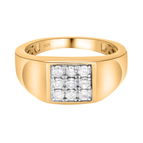 Wei&szlig;er Diamant Ring, 925 Silber Gelbgold Vermeil, (Gr&ouml;&szlig;e 19.00) ca. 0.50 ct