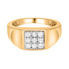 Weißer Diamant Ring, 925 Silber Gelbgold Vermeil, (Größe 19.00) ca. 0.50 ct
