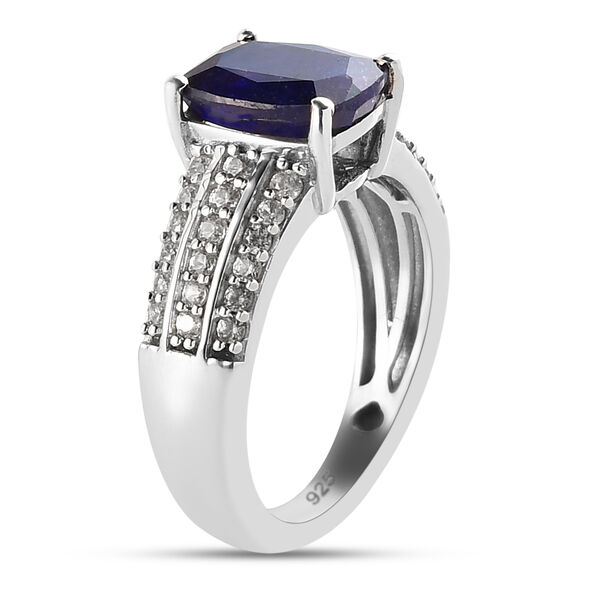 Masoala Saphir und Zirkon Ring, 925 Silber platiniert, 3,66 ct. image number 5