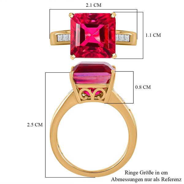 Magenta Rosa Triplet Quarz, wei&szlig;er Topas Ring, 925 Silber vergoldet (Gr&ouml;&szlig;e 19.00) ca. 6.23 ct image number 6