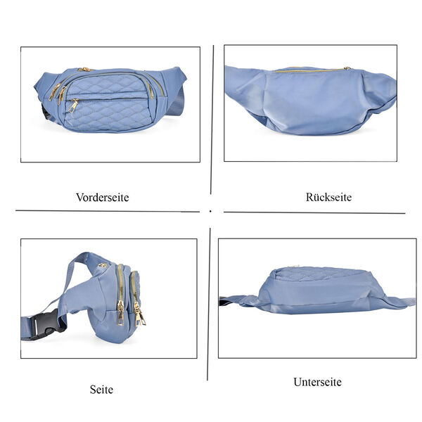 Multifunktionale RFID-geschützte Nylon Gürteltasche mit Schnellverschluss, 36x4x13cm, Blau image number 9