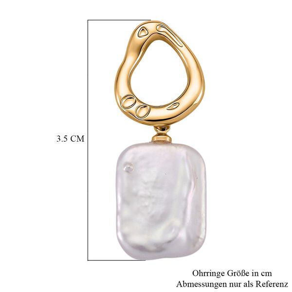 Wei&szlig;e Keshi Perle Ohrringe Nickelfreies Messing, Goldfarben image number 5