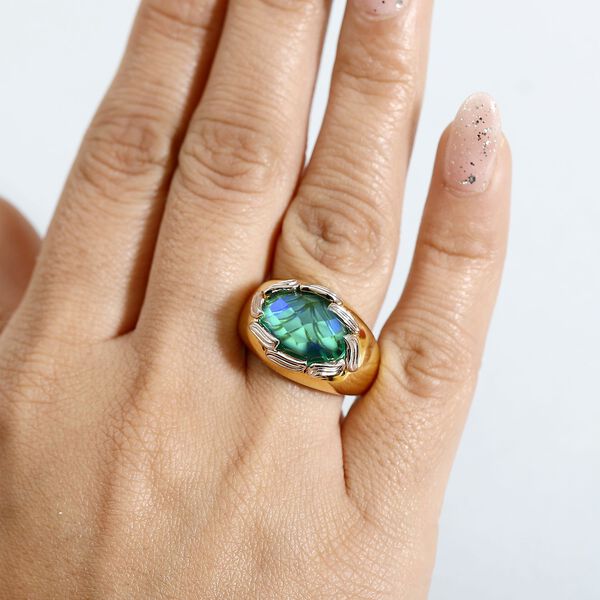 Zweifarbiger Pfau Triplett Quarz Ring - 6,68 ct. image number 3