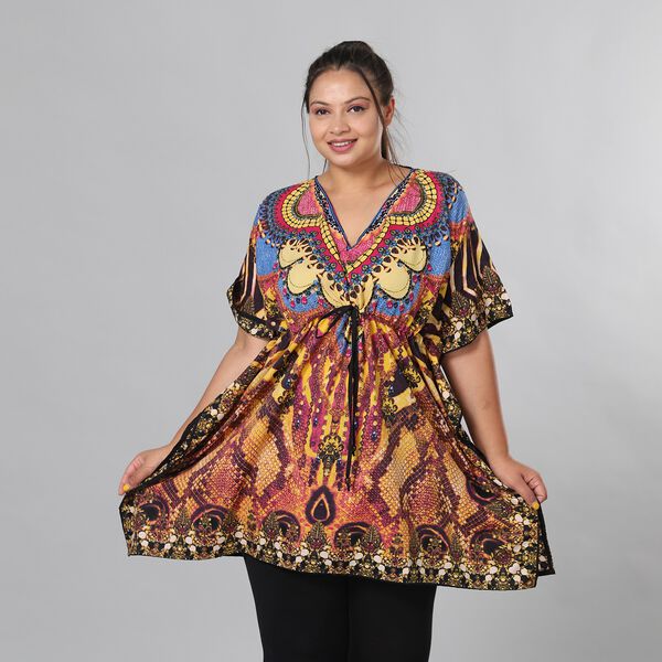 V-Ausschnitt bedruckter Kaftan image number 2