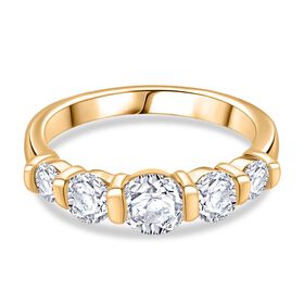 J Francis gefertigt mit SWAROVSKI- Swarovski Zirkonia Ring, 925 Silber 750 Gelbgold Vermeil