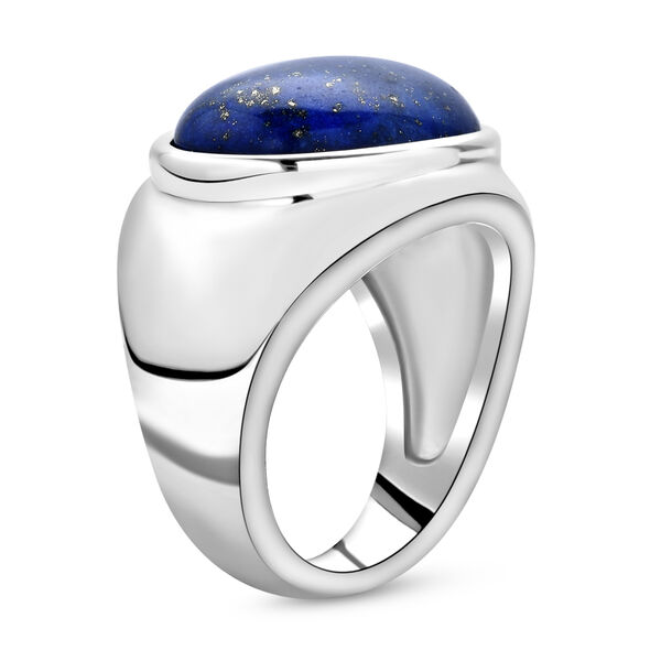 Satz von 2 Lapislazuli Silber Ton Solitär Ring und Anhänger mit Kette 27,00 Ct image number 4