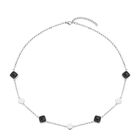 Schwarze Onyx Halskette, ca. 50 cm, Edelstahl ca. 32,00 ct