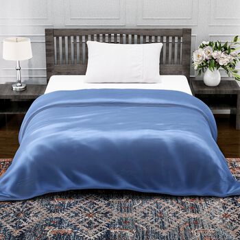 Serenity Night - 100% Bambus-Steppdecke mit Bambusf&uuml;llung und 2er-Set Bambus-Kissenbez&uuml;ge Blau