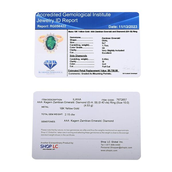 AAA Kagem sambischer Smaragd und Diamant Ring in 585 Gold - 2,18 ct. image number 7