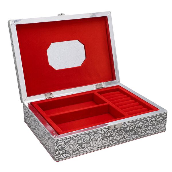 Schmuckkästchen aus Holz mit Aluminiumbeschlag, Baum-Verzierung, Silber image number 5