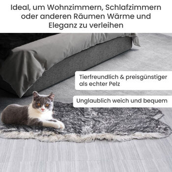 Seidenweicher, gewebter Kunstfellteppich, 180x100 cm, grau