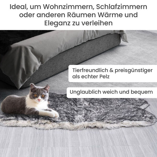 Seidenweicher, gewebter Kunstfellteppich, 180x100 cm, grau image number 4