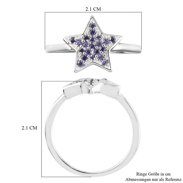 LUSTRO STELLA - Amethyst Zirkonia Stern Ring 925 Silber image number 6
