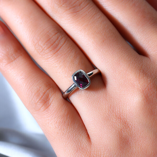 Rhodolith Granat Solitär Ring 925 Silber platiniert  ca. 1,10 ct image number 3