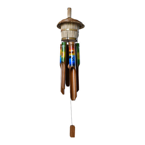 Handbemaltes Bambus Windspiel mit Vogelhaus und 2 Löchern image number 1