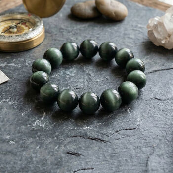 Simuliertes flexibles gr&uuml;nes Katzenauge Armband - 180 ct.