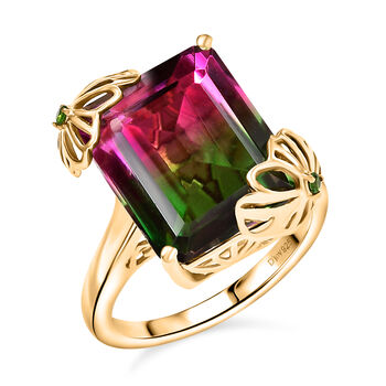 D'Joy Wassermelonen Triplett Quarz und Chromdiopsid Ring - 11,58 ct.