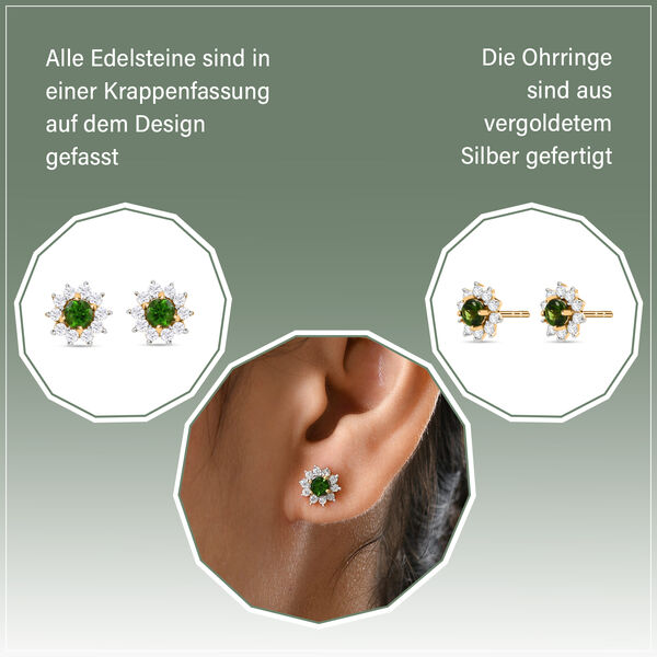 Nat&uuml;rliche Chromdiopsid und Zirkon-Ohrstecker - 1,15 ct. image number 6