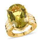 Ouro Verde-Quarz, weißer Zirkon Ring, 925 Silber vergoldet (Größe 17.00) ca. 16.64 ct image number 3