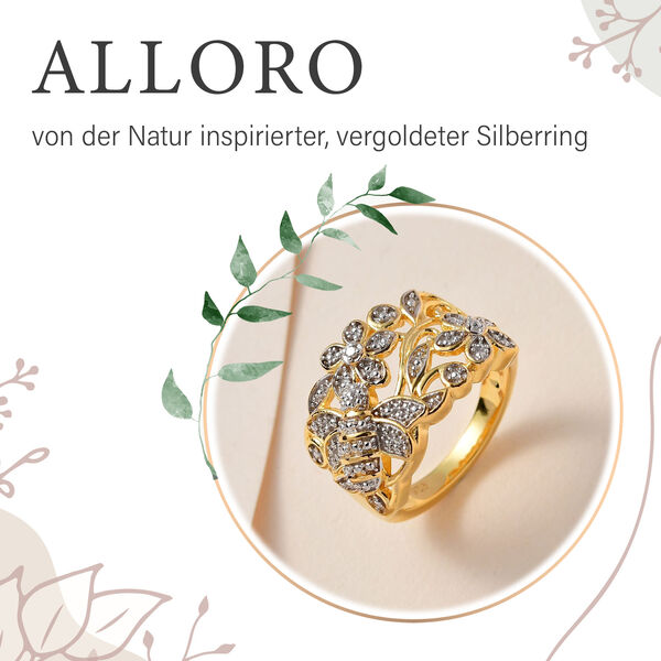 ALLORO von der Natur inspirierter, vergoldeter Silberring image number 8